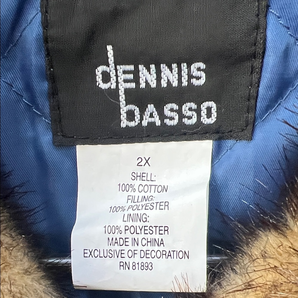 Like New! Dennis Basso Blue Denim Jacket Lined with Faux Fur in Size 2X - Picture 4 of 11